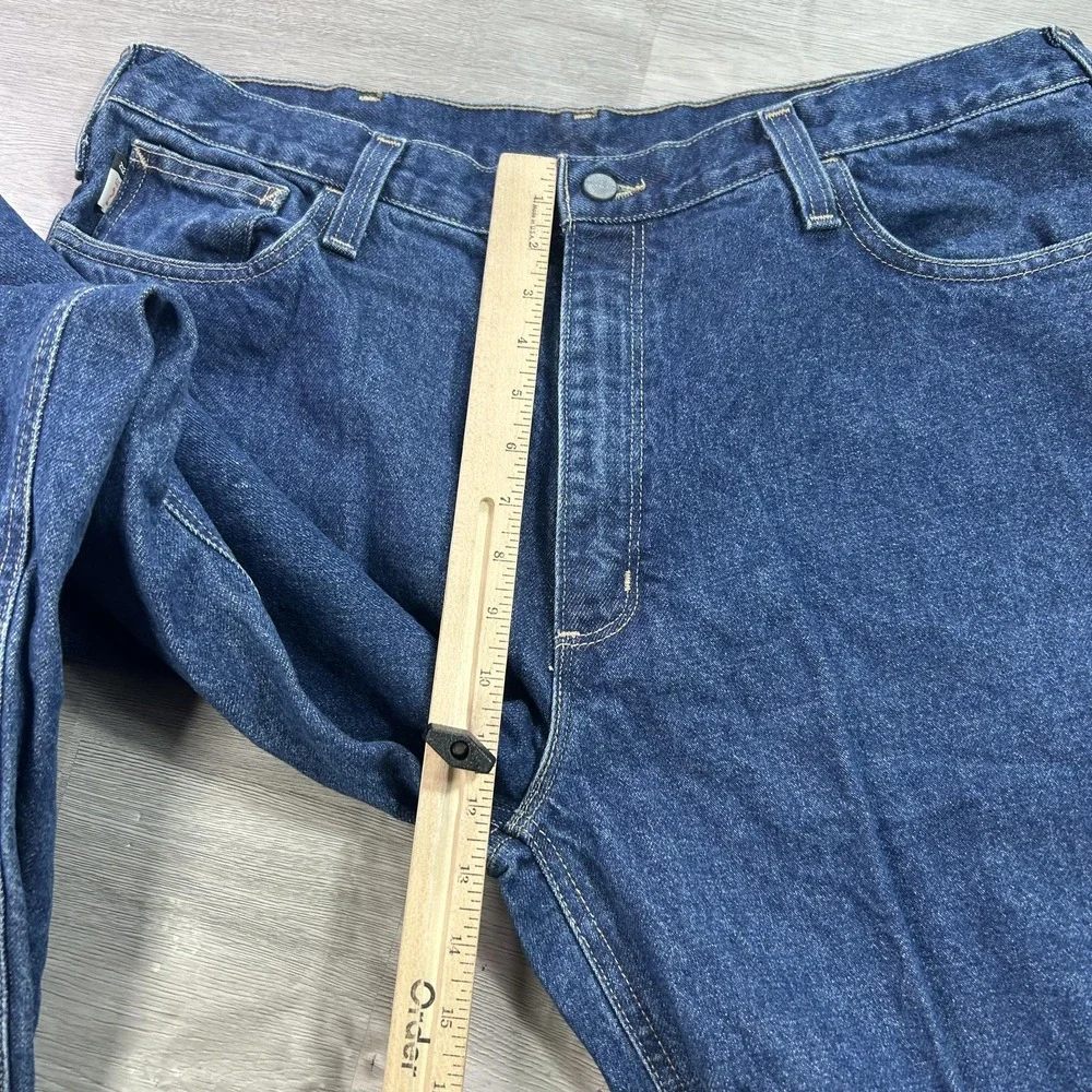 Carhartt FR FRB004 Jeans Mens 38x36 Blue Relaxed Straight Flame Resistant Denim